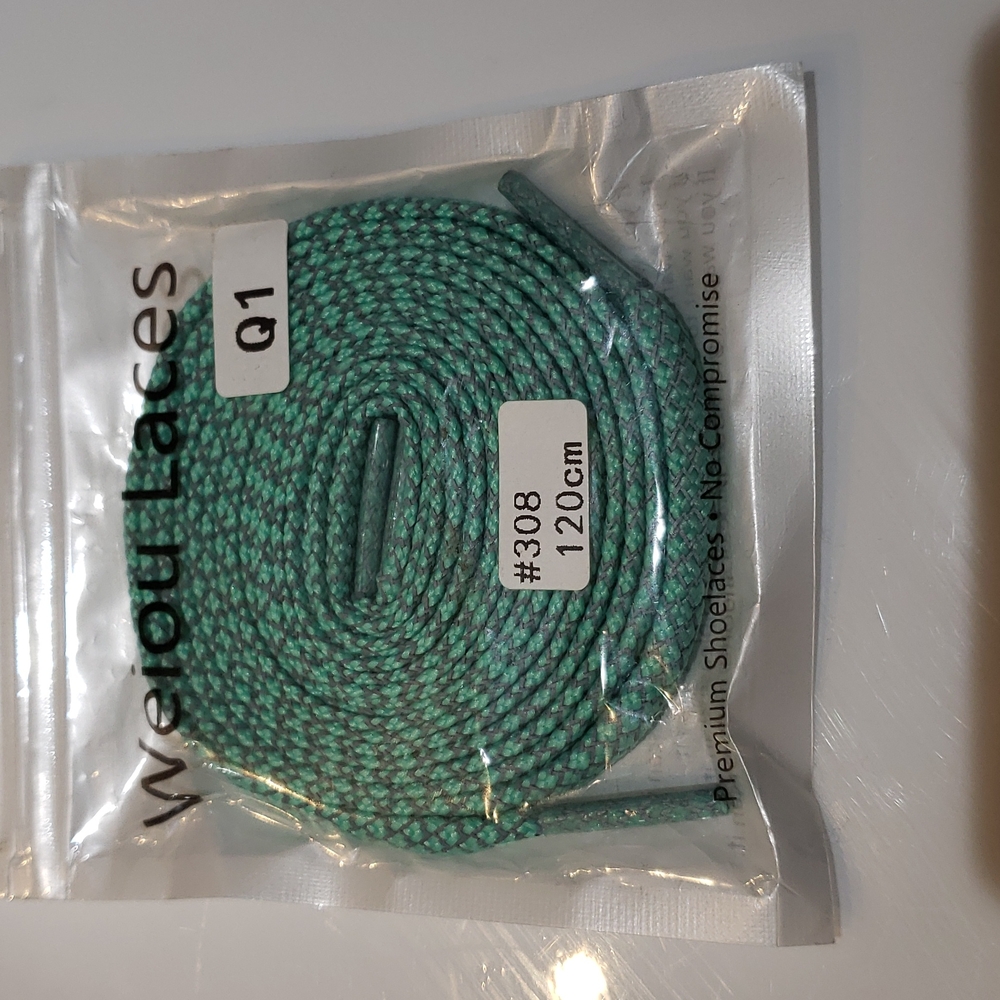 Reflective green shoelaces